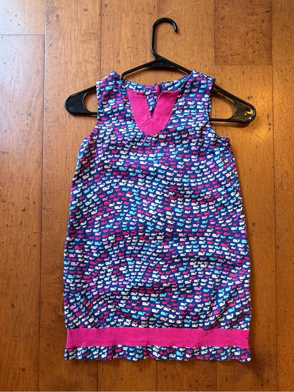Vineyard Vines Girls Navy Whale Print Dress with Pink Accents